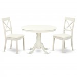 3 Pc Kitchen Set, Kitchen Table, 2 Faux Leather Seat Dining Chairs In White