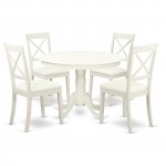 5 Pc Kitchen Table Set, Dining Table, 4 Faux Leather Seat Dining Chairs In White