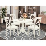 5 Pc Kitchen Table Set, Dining Table, 4 Faux Leather Seat Dining Chairs In White