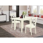 Dining Set 3 Pc, Two Kitchen Chairs, An Elegant Wood Table, Linen White Color Faux Leather, Linen White Finish Frame