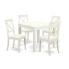 5-Piece Dinette Table Set - Table, 4 Faux Leather Seat Dining Chairs In White