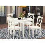 5-Piece Dinette Table Set - Table, 4 Faux Leather Seat Dining Chairs In White