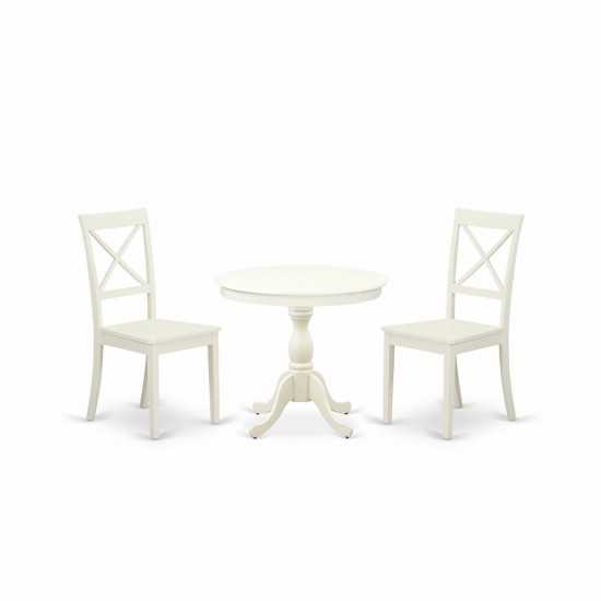 3 Pc Dining Room Set, 1 Table, 2 Linen White Chairs, Linen White