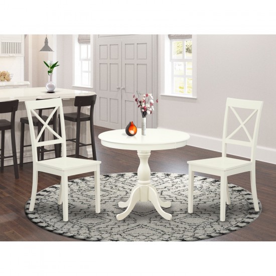 3 Pc Dining Room Set, 1 Table, 2 Linen White Chairs, Linen White