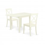 Dining Set 3 Pc- 2 Kitchen Chairs, Table, Linen White Finish Chair Seat, Linen White Finish Solid Wood Structure.