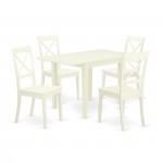 Dining Set 5 Pc- 4 Marvelous Kitchen Chairs, Table, Linen White Chair Seat, Linen White Finish Frame.