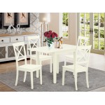 Dining Set 5 Pc- 4 Marvelous Kitchen Chairs, Table, Linen White Chair Seat, Linen White Finish Frame.