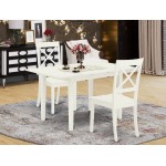 3-Pc Dining Table Set 2 Dining Chairs, Butterfly Leaf Table, Linen White