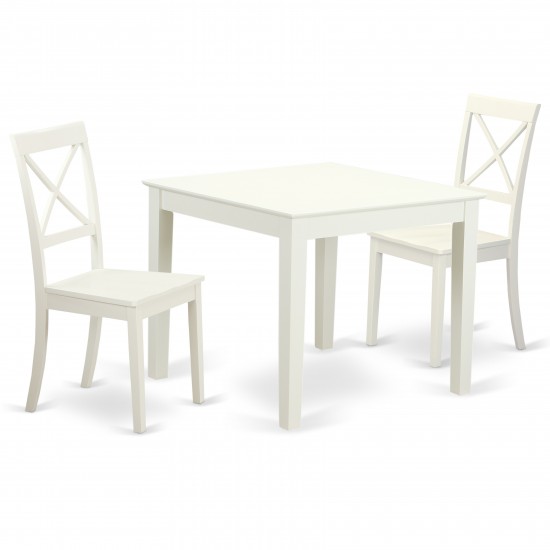 3 Pcsquare Kitchen Table And 2 Wood Kitchen Dining Chairs In Linen White