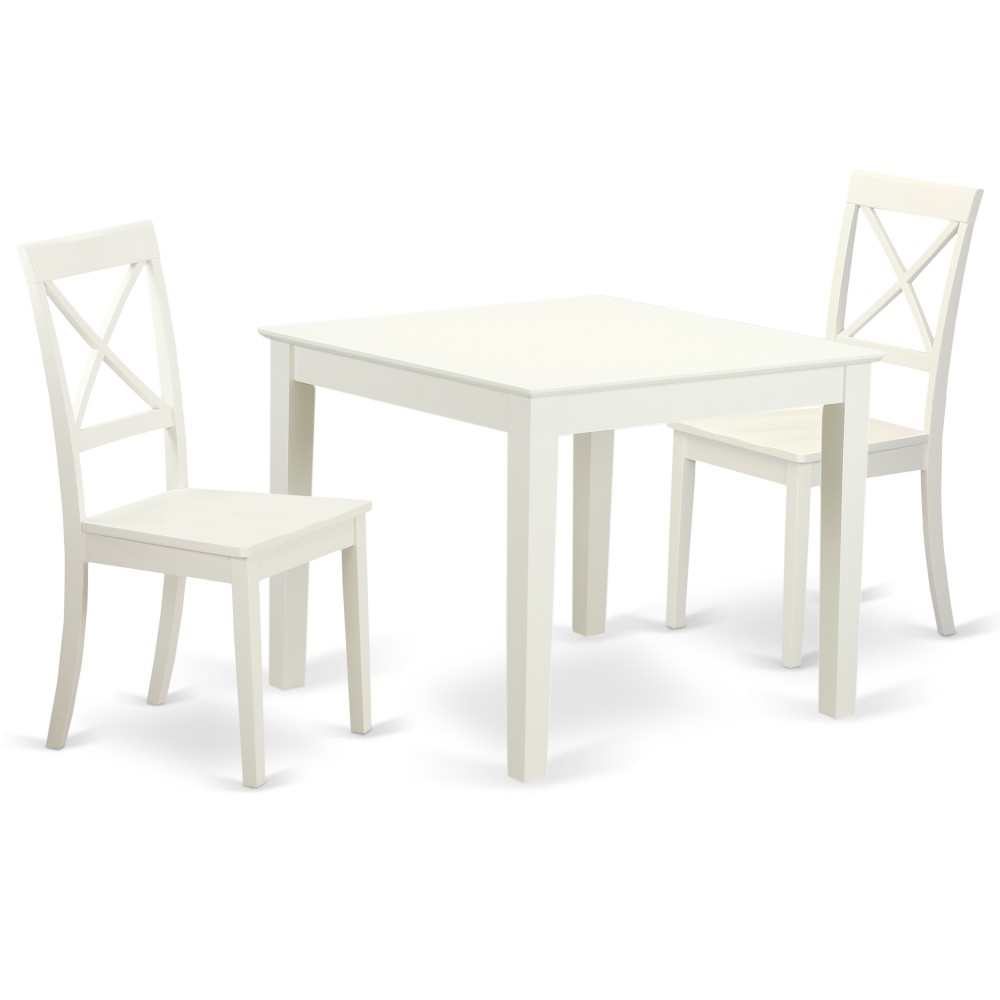 3 Pcsquare Kitchen Table And 2 Wood Kitchen Dining Chairs In Linen White