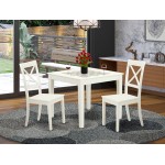 3 Pcsquare Kitchen Table And 2 Wood Kitchen Dining Chairs In Linen White