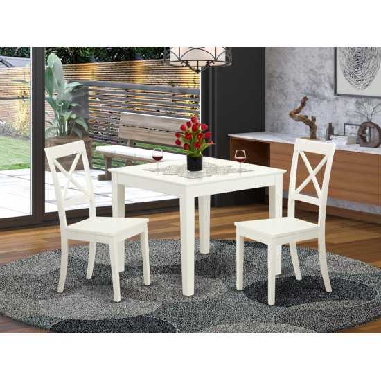 3 Pcsquare Kitchen Table And 2 Wood Kitchen Dining Chairs In Linen White