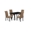 5-Pc Wood Dinette Set, Nail Head Chairs, Butterfly Leaf Kitchen Table, Black