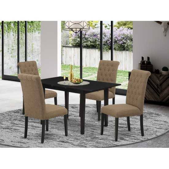 5-Pc Wood Dinette Set, Nail Head Chairs, Butterfly Leaf Kitchen Table, Black