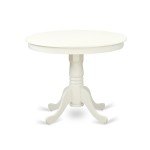 5Pc Dining Set, Small Round Dinette Table, Four Parson Chairs, Light Beige Fabric, Linen White Finish