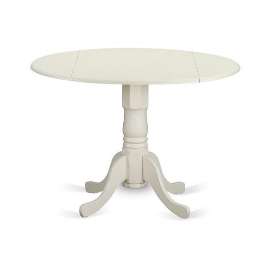 3Pc Dinette Set, Small Rounded Kitchen Table, Drop Leaves, Two Parson Chairs, Light Beige Fabric, White