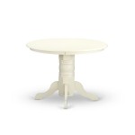 3Pc Dinette Set, Round Dining Table, Two Parson Chairs, Light Beige Fabric, White Finish