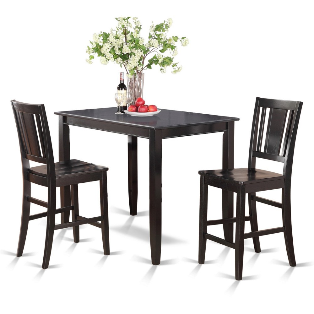 3 Pc Pub Table Set-High Table And 2 Kitchen Counter Chairs