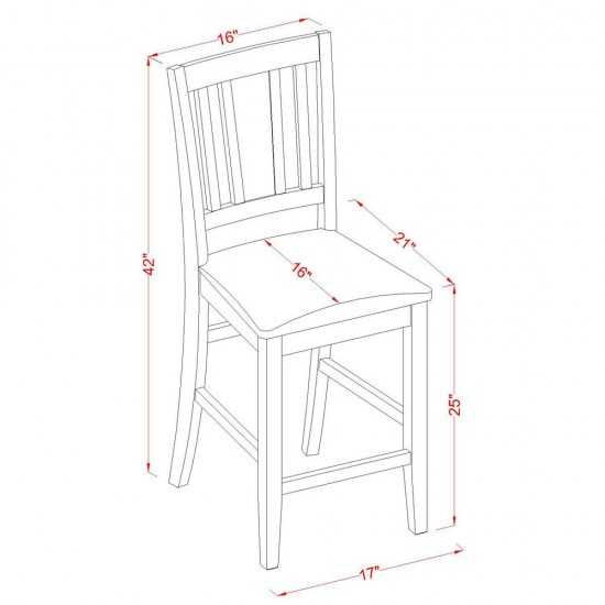 3 Pc Pub Table Set - High Table And 2 Kitchen Bar Stool