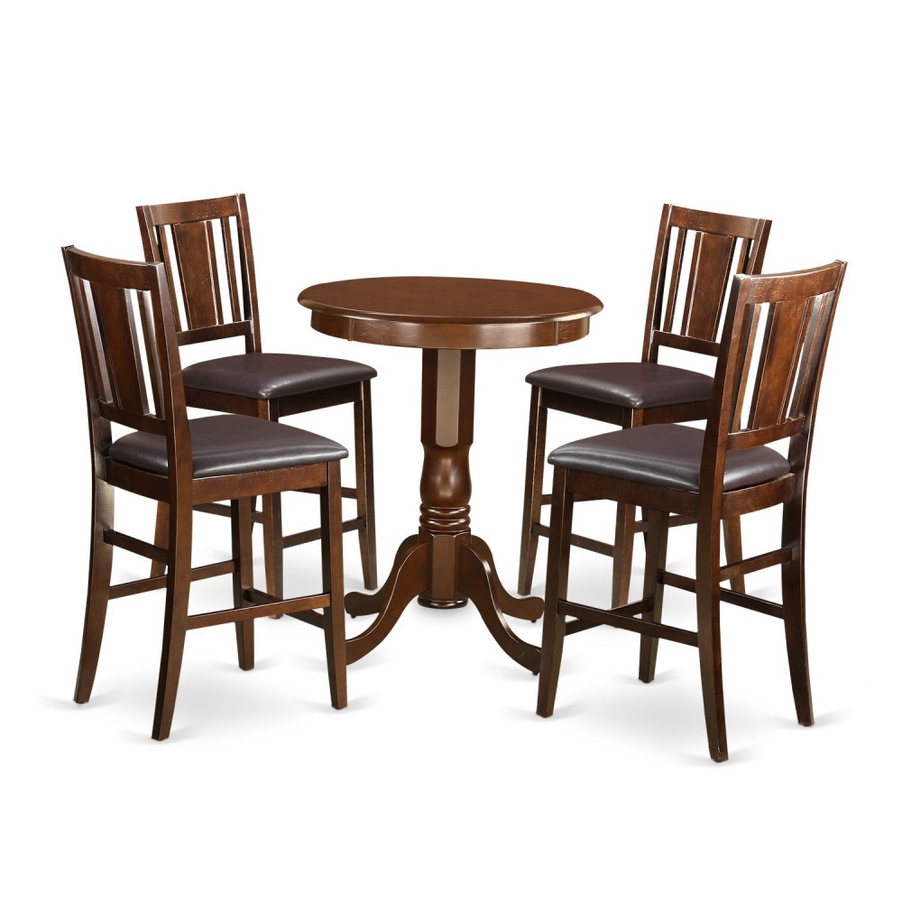 5 Pc Counter Height Table, Chair Set-Pub Table, 4 Bar Stools, Mahogany 5 Pc Counter Height Table, Chair Set-Pub Table, 4 Bar Stools, Mahogany