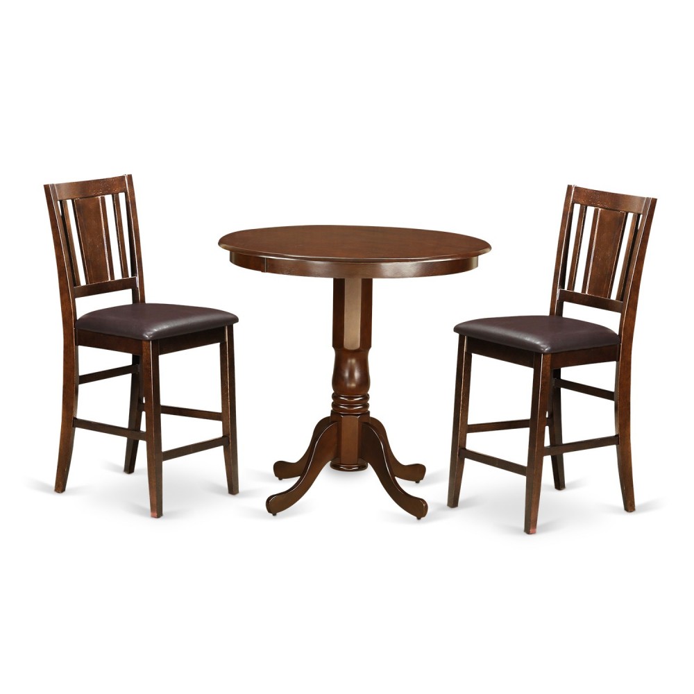 3 Pc Counter Height Set- High Table And 2 Dining Chairs