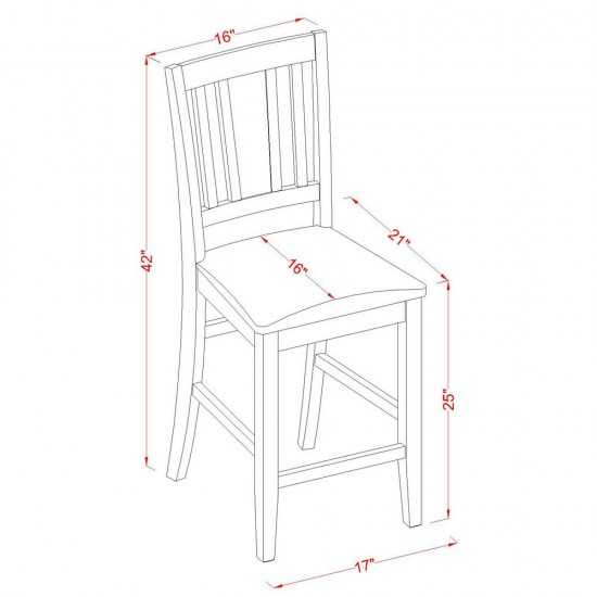 5 Pc Dining Counter Height Set-Pub Table And 4 Counter Height Chairs