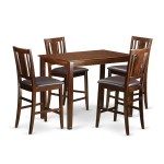 5 Pc Counter Height Dining Room Set-Pub Table And 4 Kitchen Bar Stool, Mahogany