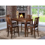 5 Pc Counter Height Dining Room Set-Pub Table And 4 Kitchen Bar Stool, Mahogany