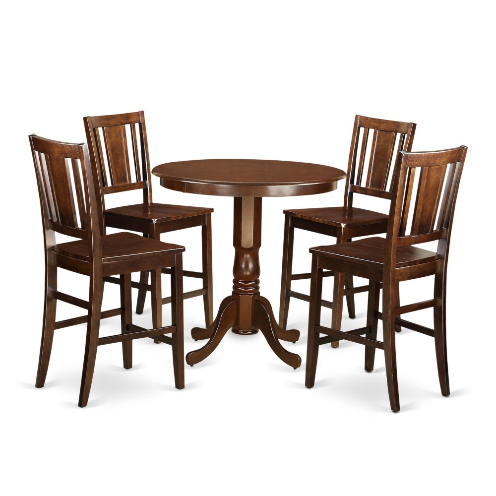 5 Pc Counter Height Pub Set - High Table And 4 Dinette Chairs