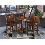 5 Pc Counter Height Pub Set - High Table And 4 Dinette Chairs