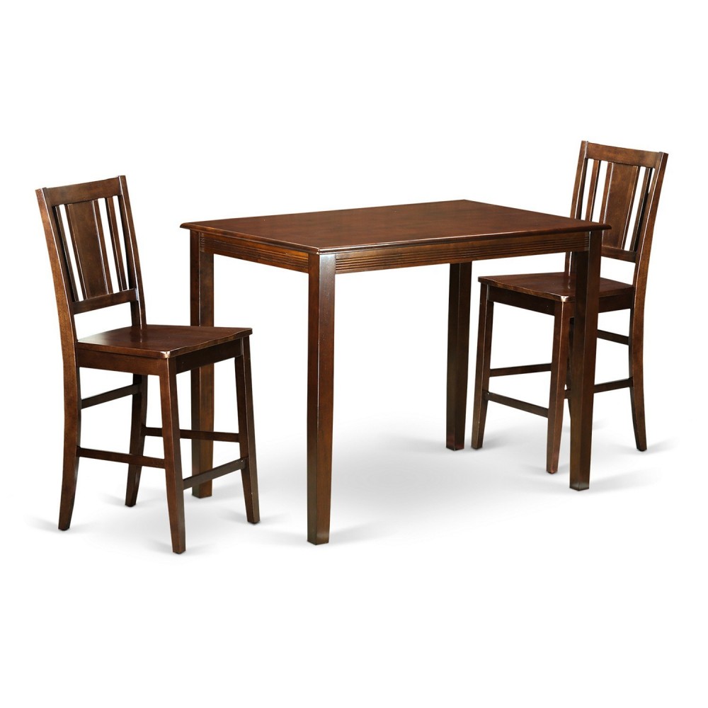 3 Pc Counter Height Dining Set-Pub Table And 2 Bar Stools