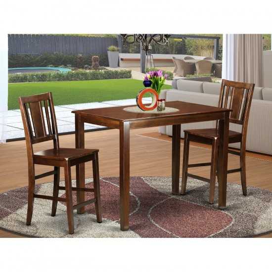 3 Pc Counter Height Dining Set-Pub Table And 2 Bar Stools