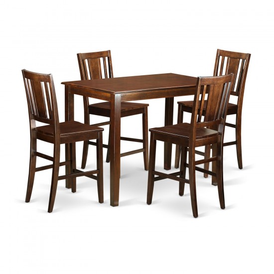 5 Pc Counter Height Pub Set - High Table And 4 Kitchen Chairs