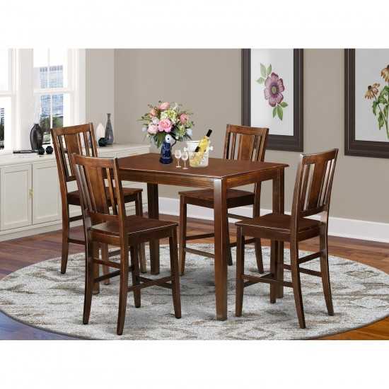 5 Pc Counter Height Pub Set - High Table And 4 Kitchen Chairs