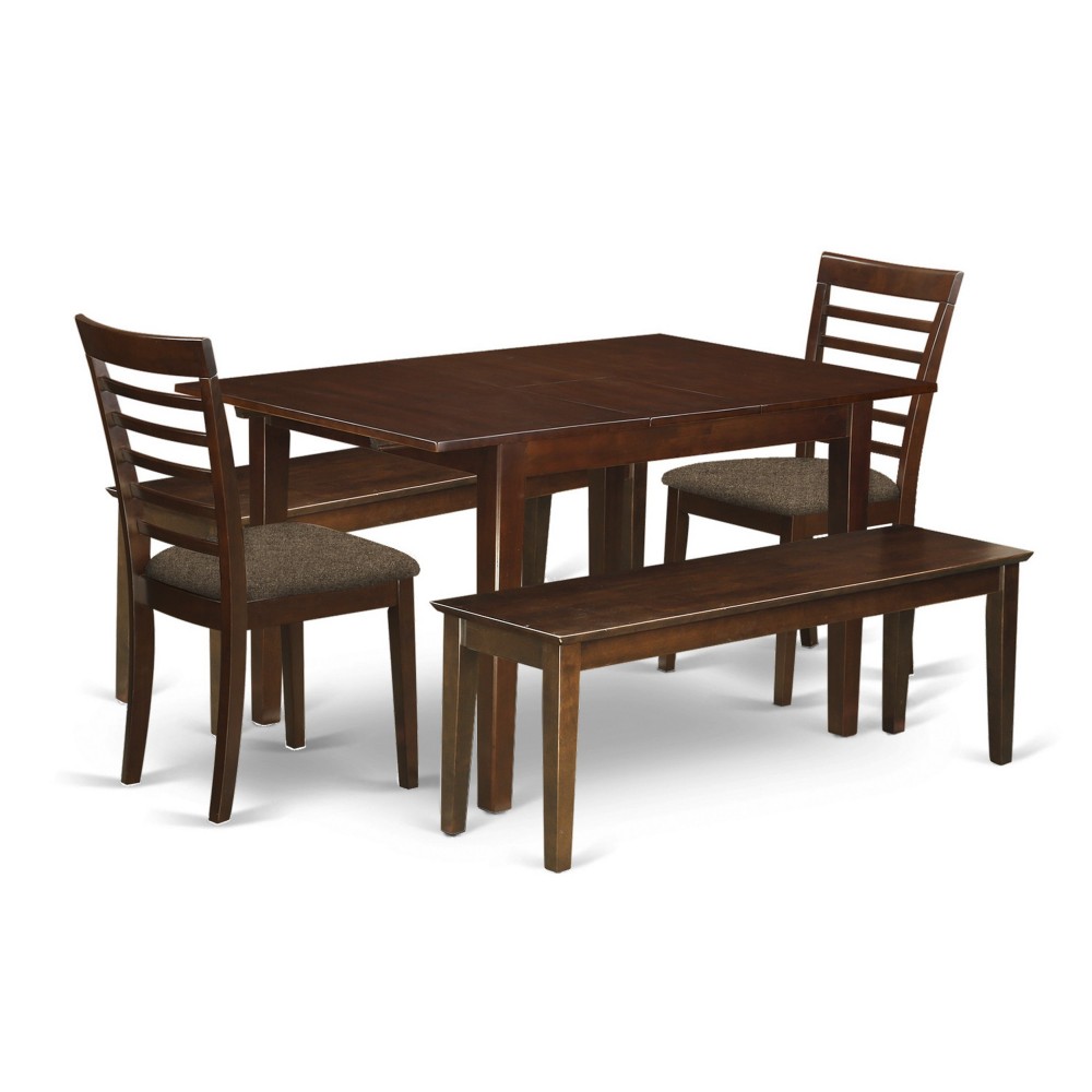 5 Pc Dinette Set-Small Dining Tables, 2 Dining Chairs, Wood Seat Plus 2 Benches