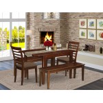 5 Pc Dinette Set-Small Dining Tables, 2 Dining Chairs, Wood Seat Plus 2 Benches