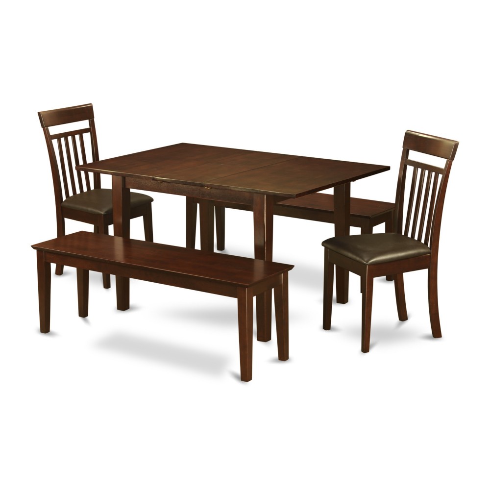 5 Pc Dinette Set For Small Spaces-Tables And 2 Dining Chairs And 2 Benches