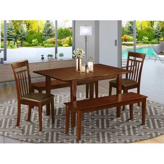 5 Pc Dinette Set For Small Spaces-Tables And 2 Dining Chairs And 2 Benches