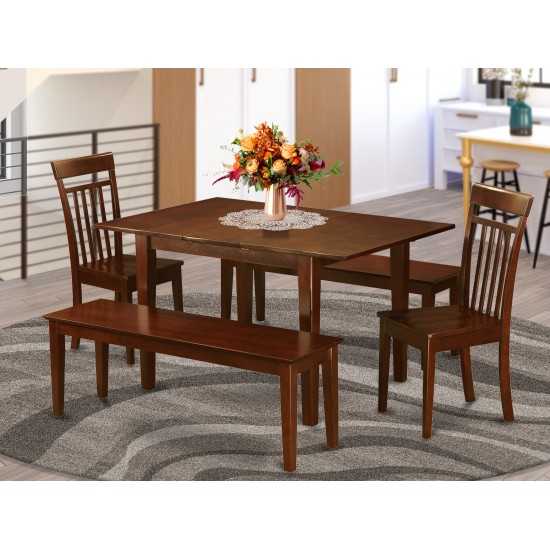 5 Pc Dinette Set For Small Spaces-Tables, 2 Chairs For Dining Room, 2 Benches