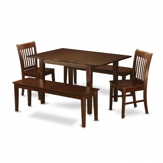 5 Pc Small Kitchen Table Set - Table With 2 Kitchen Chairs And 2 Benches