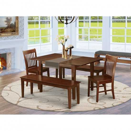 5 Pc Small Kitchen Table Set - Table With 2 Kitchen Chairs And 2 Benches