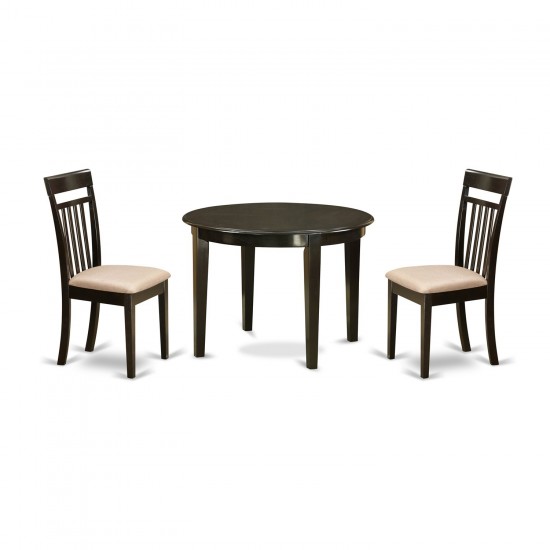 3 Pc Kitchen Nook Dining Set-Round Table And 2 Dining Chairs