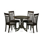 5 Pc Small Kitchen Table, Chairs Set-Round Table, 4 Chairs For Dining Room