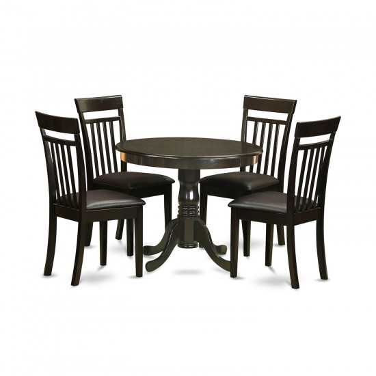 5 Pc Small Kitchen Table, Chairs Set-Round Table, 4 Chairs For Dining Room