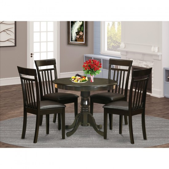 5 Pc Small Kitchen Table, Chairs Set-Round Table, 4 Chairs For Dining Room