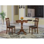 3-Pc Kitchen Dining Set 1 Kitchen Dining Table, 2 Dining Room Chairs (Mahogany)