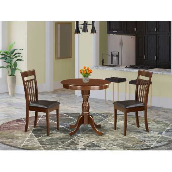 3-Pc Kitchen Dining Set 1 Kitchen Dining Table, 2 Dining Room Chairs (Mahogany)