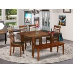 6 Pc Dinette Set For Small Spaces-Kitchen Table And 4 Dining Chairs And Bench