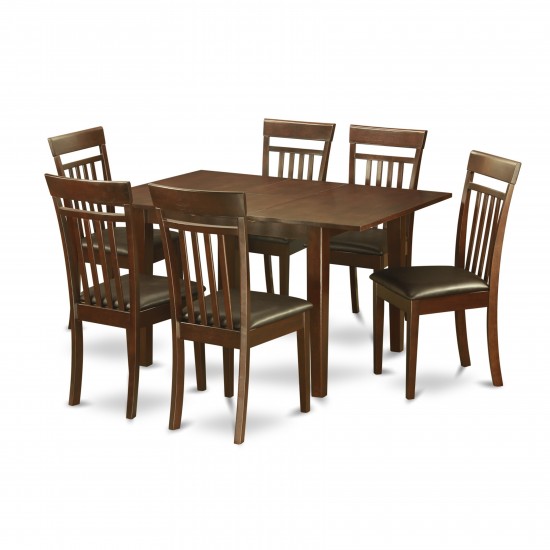 7 Pc Kitchen Nook Dining Set-Small Table And 6 Dining Chairs, Mahogany