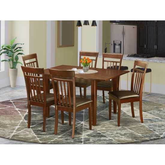 7 Pc Kitchen Nook Dining Set-Small Table And 6 Dining Chairs, Mahogany